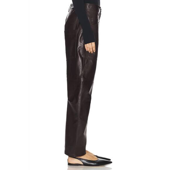 NEW NILI LOTAN shon leather pant in dark brown - Picture 3 of 4